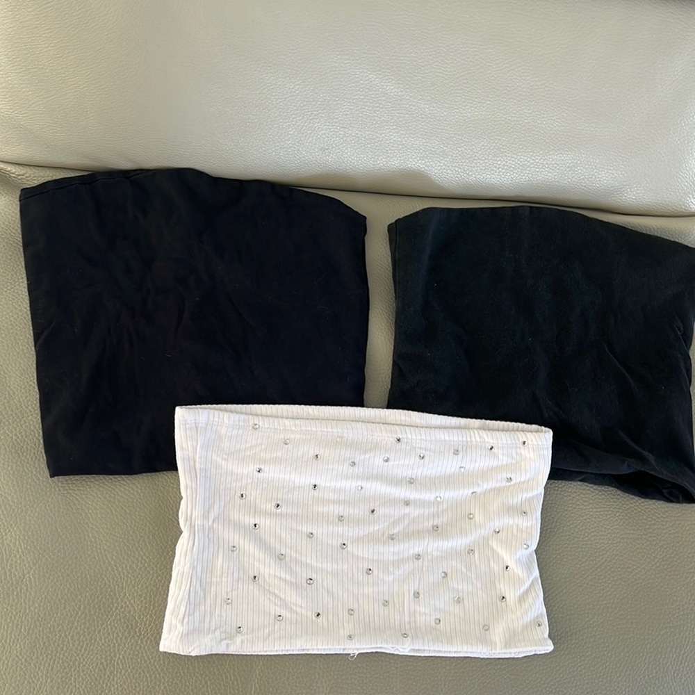 Cute tube tops. 2 black brandy Melville 1 LF white rhinestone.